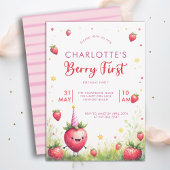 Berry First Pink Strawberry Patch 1st Birthday Einladung