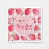 Berry First Red Strawberry Birthday Serviette (Vorderseite)