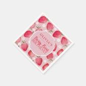 Berry First Red Strawberry Birthday Serviette (Ecke)