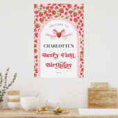 Berry First Strawberry 1. Geburtstag 24x36 Willkom Poster (Küche)