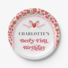 Berry First Strawberry 1. Geburtstag 7" Runde Pappteller