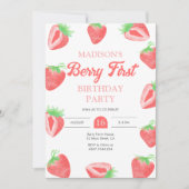 Berry First Strawberry 1. Geburtstag Einladung (Vorderseite)