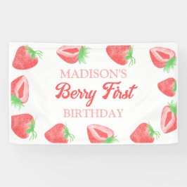 Berry First Strawberry 1. Geburtstag Party Banner