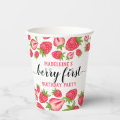 Berry First Strawberry 1. Geburtstag Party Custom Pappbecher (Vorderseite)