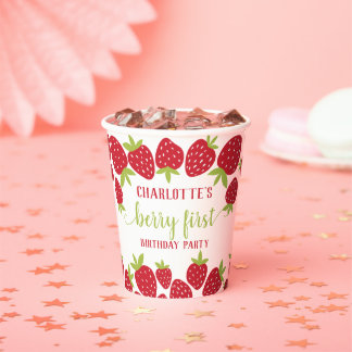 Berry First Strawberry 1. Geburtstag Party Custom Pappbecher
