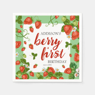 Berry First Strawberry 1. Geburtstag Party Custom Serviette
