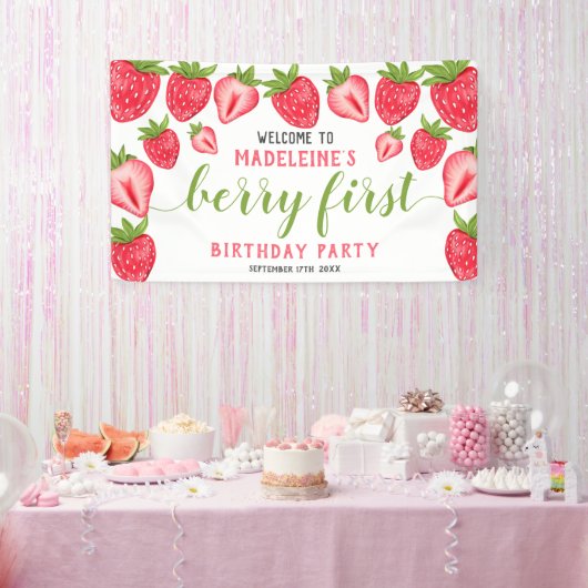 Berry First Strawberry 1. Geburtstag Party Willkom Banner (Party)