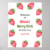 Berry First Strawberry 1. Geburtstag Willkommen Poster (Vorne)