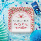 Berry First Strawberry 1st Birthday 9" Square Pappteller (Party)