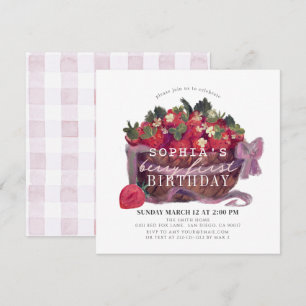 Berry First Strawberry Basket Girl 1. Geburtstag Einladung
