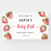 Berry First Strawberry Birthday Banner (Horizontal)
