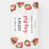 Berry First Strawberry Birthday Banner (Vertikal)