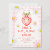 Berry First Strawberry Birthday Einladung (Vorderseite)