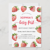 Berry First Strawberry Birthday Einladung (Vorderseite)