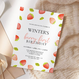 Berry First Strawberry Birthday Einladung