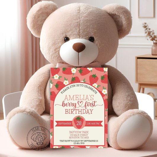 Berry First Strawberry Birthday Einladung