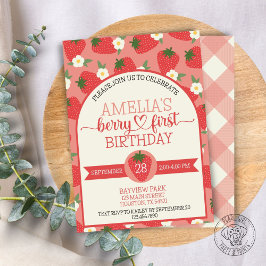Berry First Strawberry Birthday Einladung
