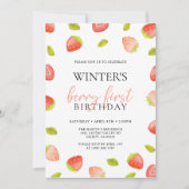 Berry First Strawberry Birthday Einladung (Vorderseite)