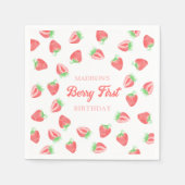Berry First Strawberry Birthday Party Paper Napkin Serviette (Vorderseite)