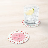 Berry First Strawberry Birthday Runder Pappuntersetzer (Vor Ort)