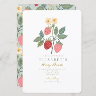 Berry First Strawberry Bouquet Birthday Einladung