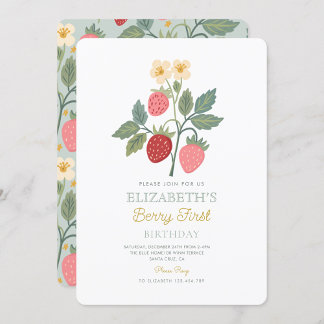 Berry First Strawberry Bouquet Birthday Einladung