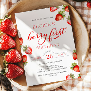 Berry First Strawberry Einladung zum ersten Geburt