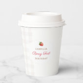 Berry First Strawberry Gingham Birthday Party Pappbecher (Rückseite)