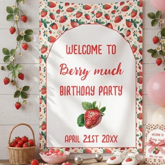 Berry First Strawberry Girl 1. Geburtstag Party Banner