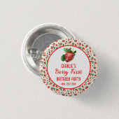 Berry First Strawberry Girl 1. Geburtstag Party Button (Vorne & Hinten)
