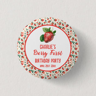 Berry First Strawberry Girl 1. Geburtstag Party Button