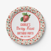 Berry First Strawberry Girl 1. Geburtstag Party Pappteller (Vorderseite)