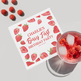 Berry First Strawberry Girl 1. Geburtstag Party Serviette