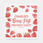 Berry First Strawberry Girl 1. Geburtstag Party Serviette (Vorderseite)