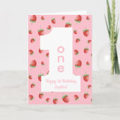 Berry First Strawberry Happy Birthday Card Karte (Vorderseite)
