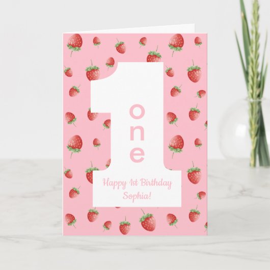 Berry First Strawberry Happy Birthday Card Karte (Vorderseite)