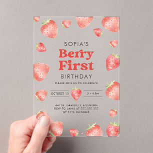 Berry First Strawberry Muster 1. Sommer Geburtstag Acryleinladungen