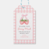 Berry First Strawberry Pink Bow 1. Geburtstag Geschenkanhänger (Vorderseite)