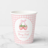 Berry First Strawberry Pink Bow 1. Geburtstag Pappbecher (Vorderseite)