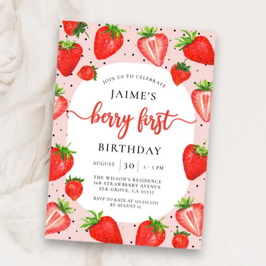 Berry First Strawberry | Sommer 1. Geburtstag Einladung