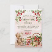 Berry First Strawberry und Bär zum Geburtstag Dankeskarte (Vorderseite)