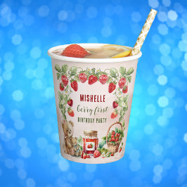 Berry First Strawberry und Bär zum Geburtstag Pappbecher