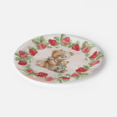 Berry First Strawberry und Bär zum Geburtstag Pappteller (Schrägansicht)