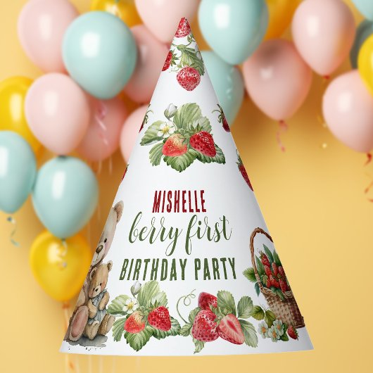 Berry First Strawberry und Bär zum Geburtstag Partyhütchen
