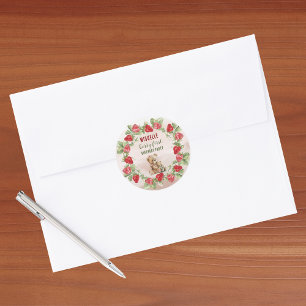 Berry First Strawberry und Bär zum Geburtstag Runder Aufkleber