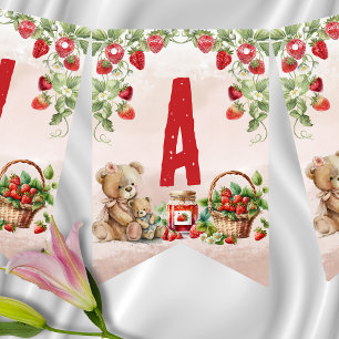 Berry First Strawberry und Bär zum Geburtstag Wimpelkette