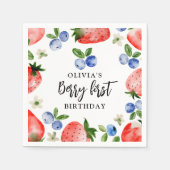 Berry First Strawberry und Blueberry Birthday Serviette (Vorderseite)