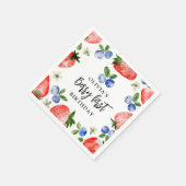 Berry First Strawberry und Blueberry Birthday Serviette (Ecke)