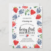 Berry First Strawberry und Blueberry Einladung (Vorderseite)