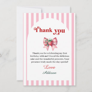 Berry First Strawberry und Bow Dankeskarte